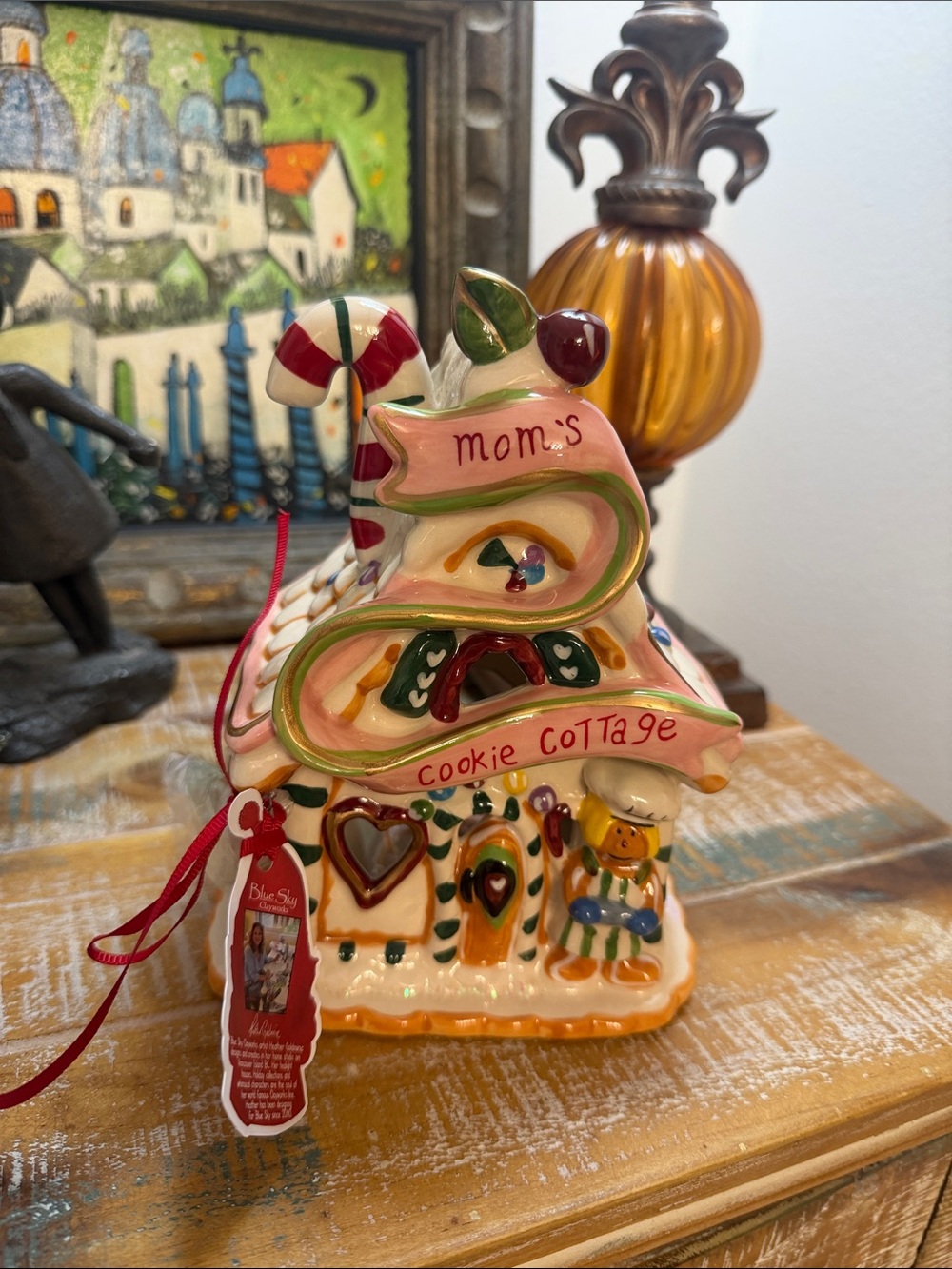 Mom's Cookie Cottage Ceramic Holiday Decoration - Multicolor